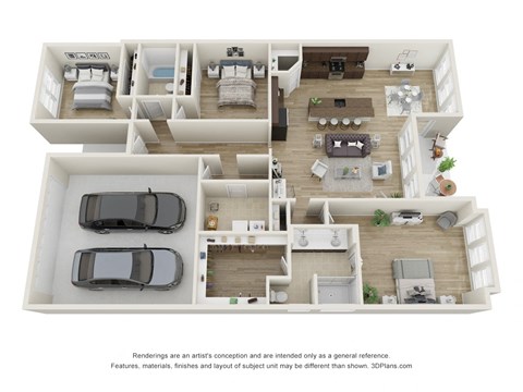 Floor plan for 3 beds, 2 baths, 1656 sqft
